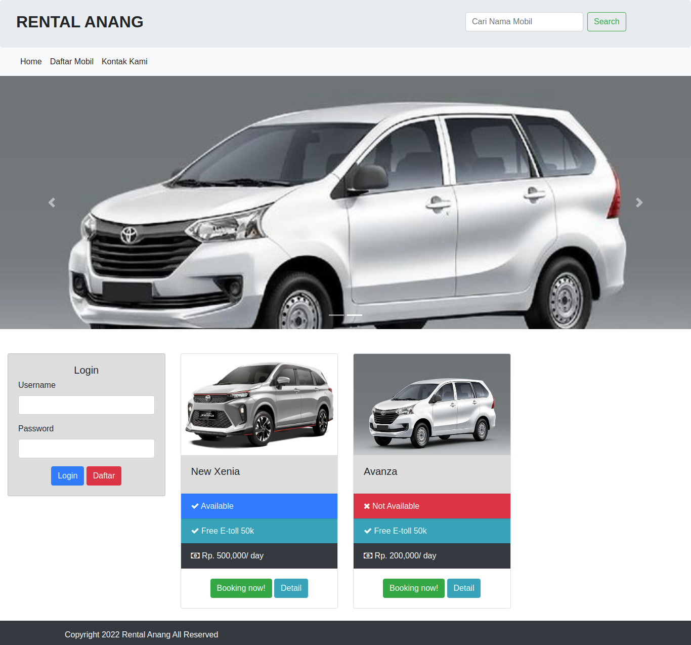 Source Code Aplikasi Rental Mobil PHP