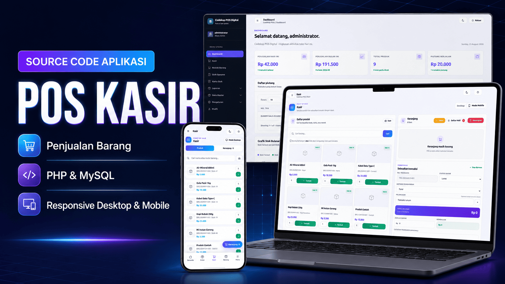 Source Code Aplikasi  (POS) Penjualan Barang Kasir dengan PHP