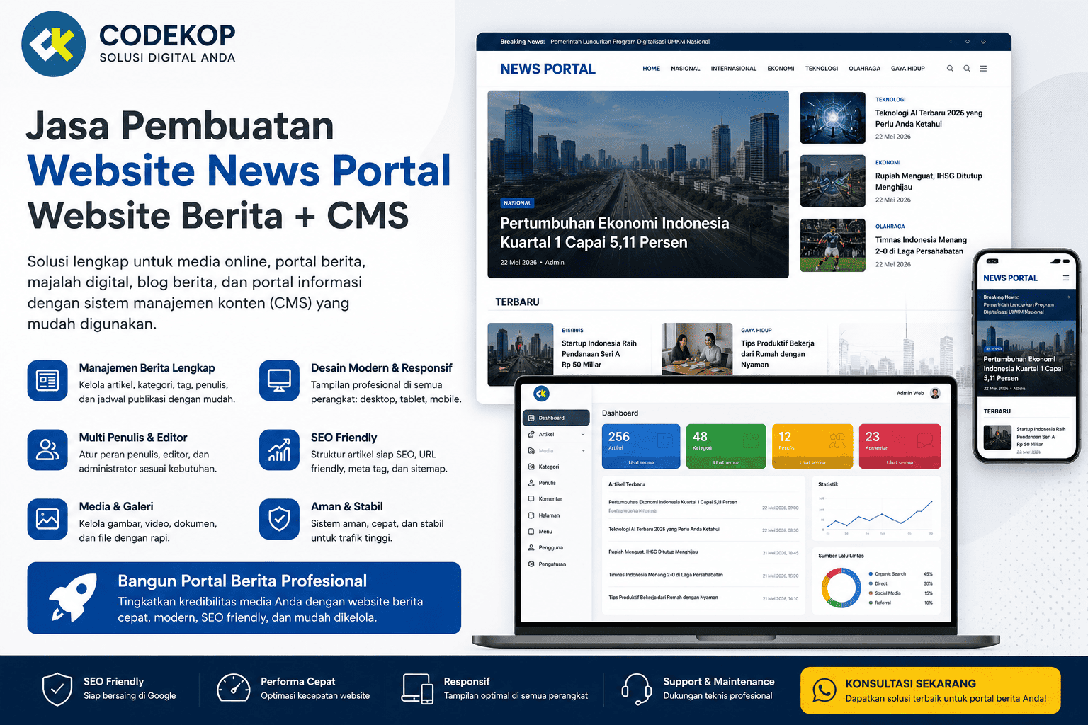 Jasa Pembuatan Website News Portal - Website Berita + CMS
