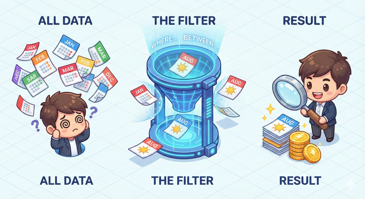 Laporan Kok Dicampur Aduk? 😫 Ini Cara Filter Data Penjualan Per Bulan Pakai Query WHERE & BETWEEN.