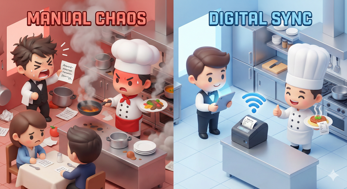 Pesanan Salah, Koki Marah, Pelanggan Kabur? 😱 Ini Solusi Digital Biar Kasir & Dapur 'Sehati'!