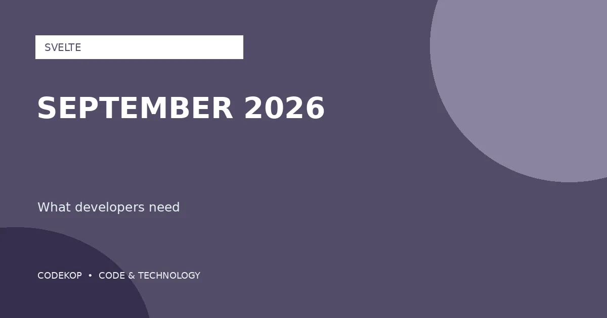 Svelte Membagikan Pembaruan September 2026 untuk Developer